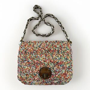 Elliott Lucca Multicolor Crochet Shoulder Bag - Chain Strap Boho Clutch Purse